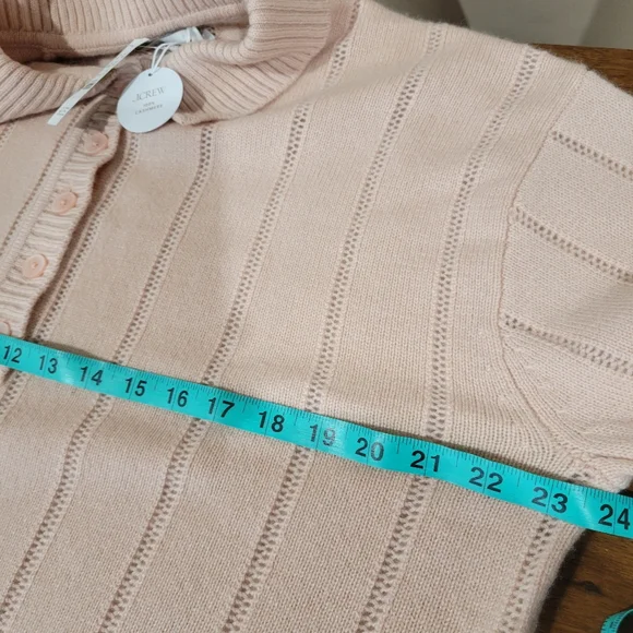 New J Crew Cashmere pointelle sweater-polo CK760 $288 Retail Size M - Picture 7 of 7